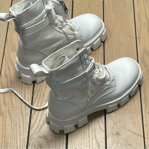 Prada Monolith Mini Bag Lug Sole Combat Boot SZ 9 US Mens Logo Pouch Ankle Black - Picture 10 of 14